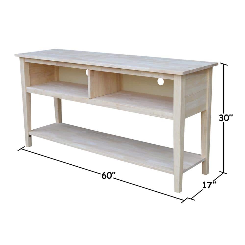 Solid Parawood Classic Entertainment TV Stand - 60" Light Brown