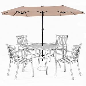 13 ft. Outdoor Market Double Sided Double Patio Umbrella with Beige Crank Strong UV Protection