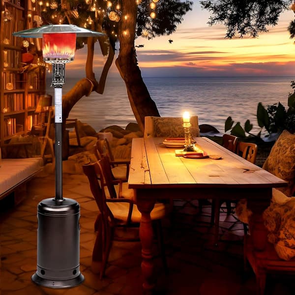 88 in. 47,000 BTU Mocha Outdoor Patio Propane Heater with Portable Wheels