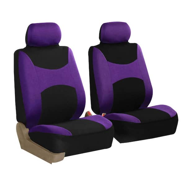 Fh Group Light And Breezy Fabric 21 In X 2 Full Set Seat Covers With Steering Wheel Cover 4 Belt Pads Dmfb030prp115cm - Seat Covers And Steering Wheel Cover