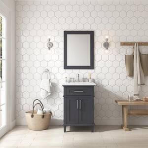Sonoma 24 in. W x 20 in. D x 34 in. H Bath Vanity in Dark Charcoal with White Carrara Marble Top