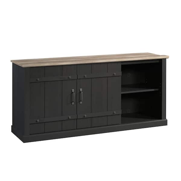 SAUDER 62.441 in. Raven Oak Entertainment Center with Sliding Doors Fits TV's up to 70 in.