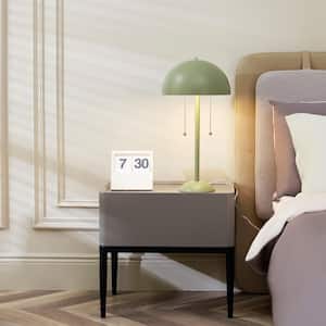 Haydel 21 in. 2-Light Sage Green Table Lamp with Double On/Off Pull Chain