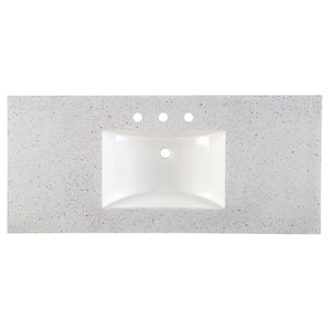 49 in. W x 22 in. D Engineered Solid Surface White Rectangular Single Sink Vanity Top in Silver Ash