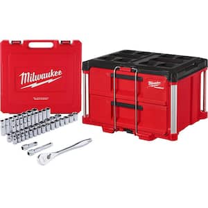 1/2 in. Drive SAE/Metric Mechanics Tool Set (47-Piece) with PACKOUT 2-Drawer Tool Box