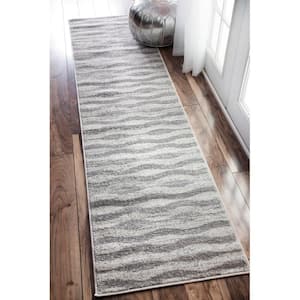 Tristan Contemporary Waves Gray 2 ft. 6 in. x 10 ft. Runner Rug