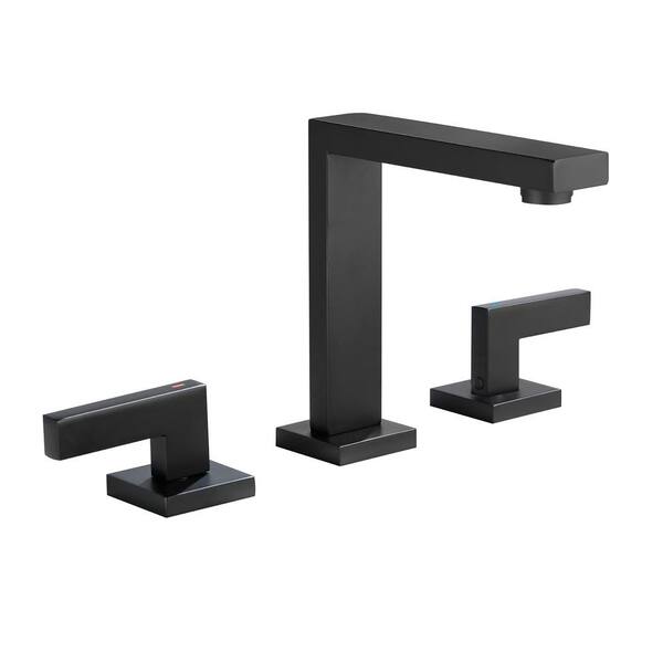 Unbranded 8 in. Widespread Double Handle 3-Hole Bathroom Faucet in Matte Black