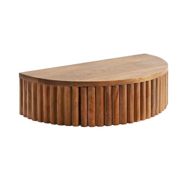 Reid 20.00 in. Walnut Brown Half Circle Solid Wood End Table