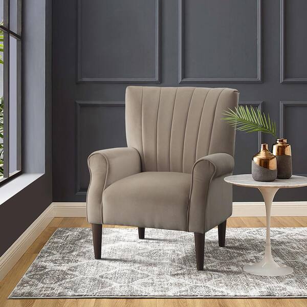 Carlson Brown Velvet Club Channel Tufted Back Accent Chair 1047BR