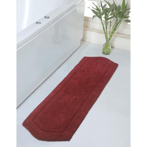HOME WEAVERS INC Waterford Collection 100% Cotton Tufted Non-Slip Bath Rug, 22 in. x60 in. Runner, Red