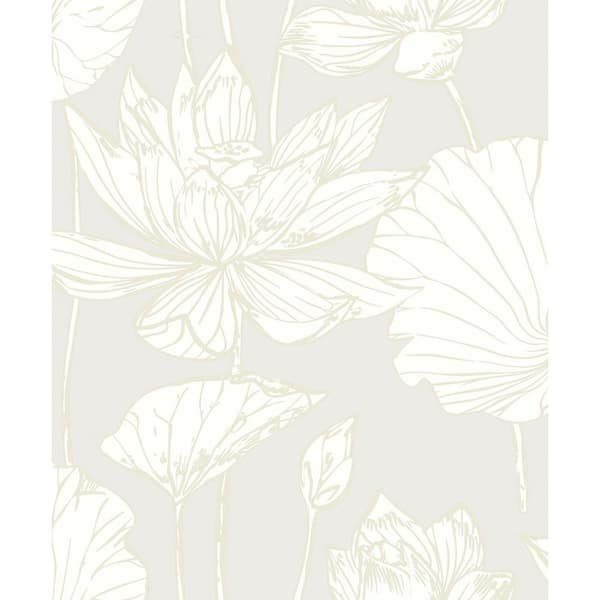 Seabrook Designs 57.5 sq. ft. Metallic Coconut and Cream Viola Floral ...