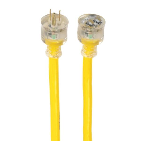 50-Foot Yellow 3-Outlet Outdoor Extension Cord - 3 Prong, 15A, 125V, Heavy Duty