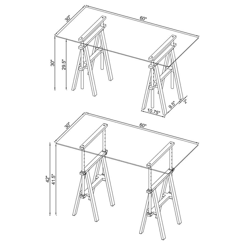 Contemporary Chrome-Finished Adjustable Glass Desk - 60"