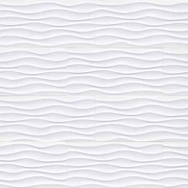 MSI Wavy White 12 in. x 24 in. Glossy Ceramic Wall Tile (16 sq. ft./Case)