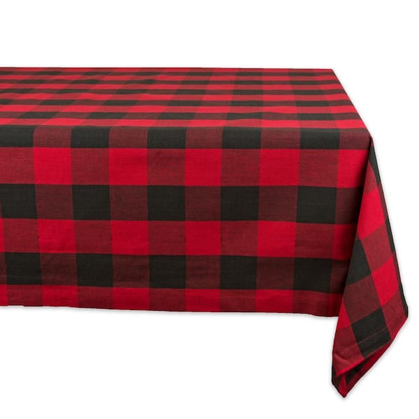 DII Christmas 60 in. x 104 in. Red Checkered Cotton Tablecloth