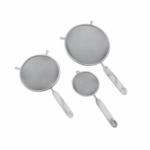 4 in. 5.5 in. 7 in. S/S Strainer Set with Marble Design Set of 3