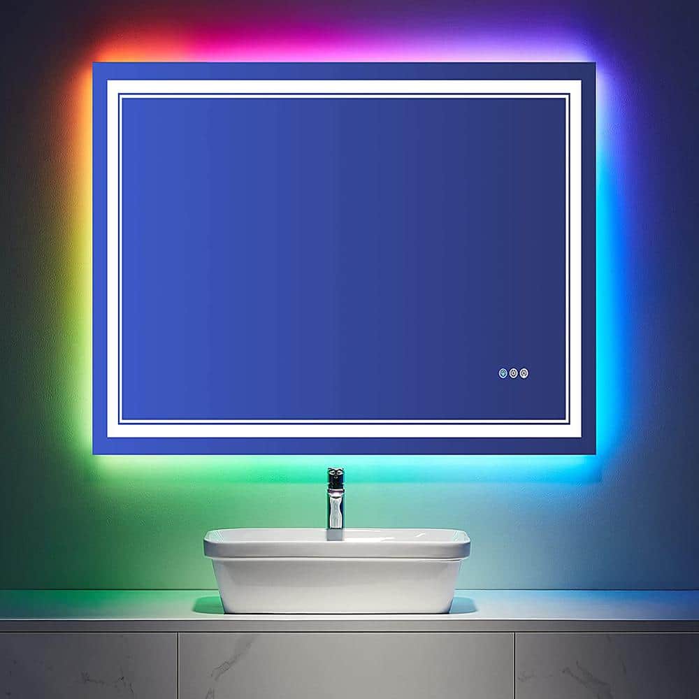 KRISTALLUM LED Bathroom Mirror with Lights - 48x36, Backlit & Frontlit LED  Vanity Mirror, Wireless Switch, Anti Fog/Waterproof/Dimmable/3 Color