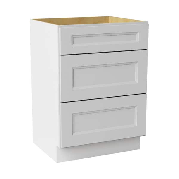 24 in. W x 21 in. D x 34.5 in. H Ready to Assemble Double Shaker Drawer Base Bath Cabinet in Newport White