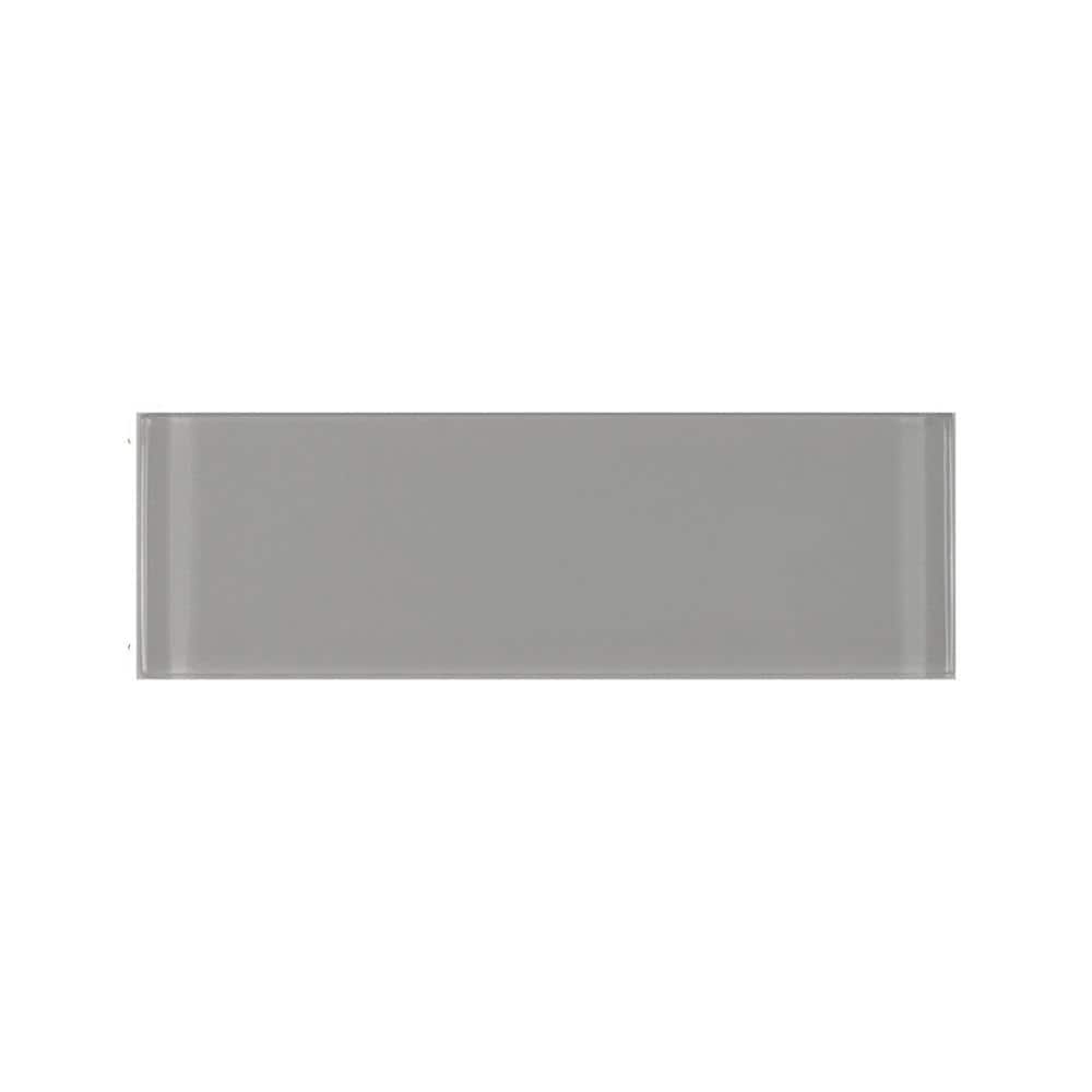 Modern Rectangle 3 in. x 12 in. Glossy Pebble Gray Glass Subway Wall Tile (10 sq. ft./Case) price history on PriceWatchPro