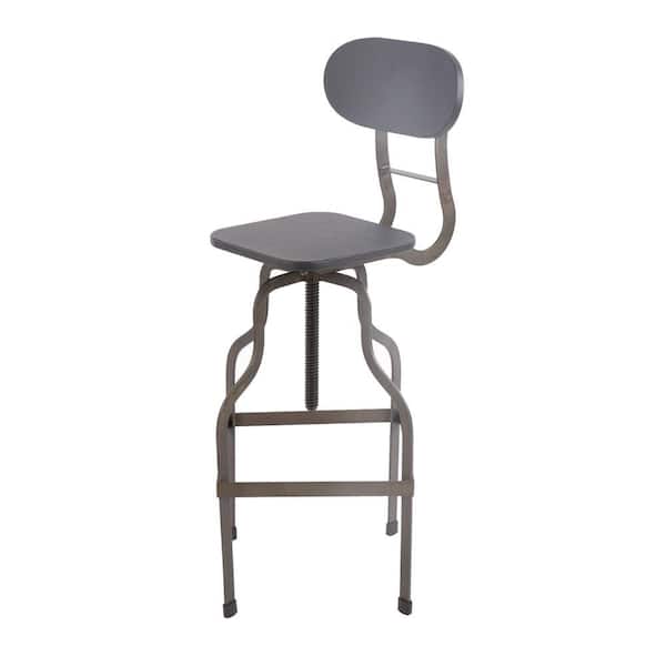 Benzara 36 in. Dark Brown and Black Wooden Industrial Swivel Bar Stool