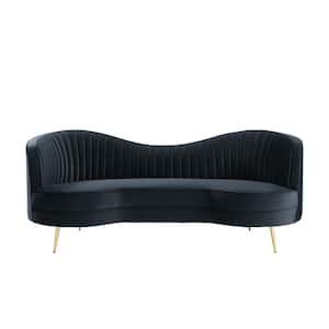 Harlow 84 in. L Black Velvet 3 Seater Sofa
