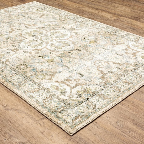 Athena Beige/Ivory 8 ft. x 8 ft. Round Medallion Area Rug