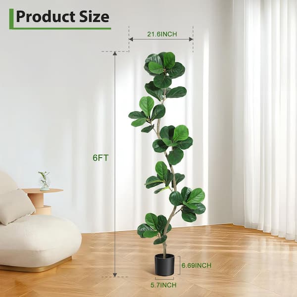 Garvee 6 ft. Artificial Fiddle Leaf Fig Tree with Black Nursery