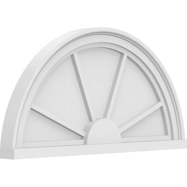 Ekena Millwork 2 in. x 26 in. x 13 in. Half Round 4-Spoke Architectural Grade PVC Pediment Moulding