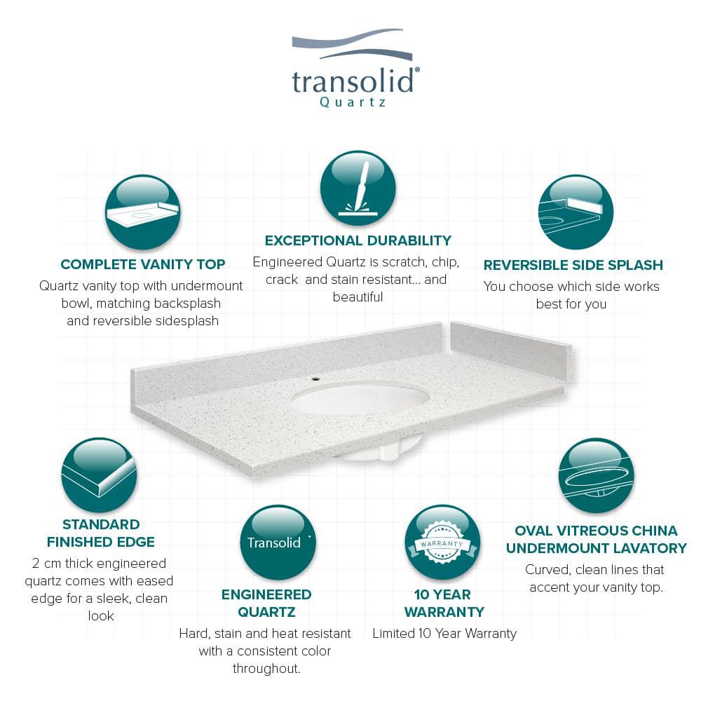 Madison 25.5'' Cream Quartz Single Bathroom Vanity Top with White Round Sink