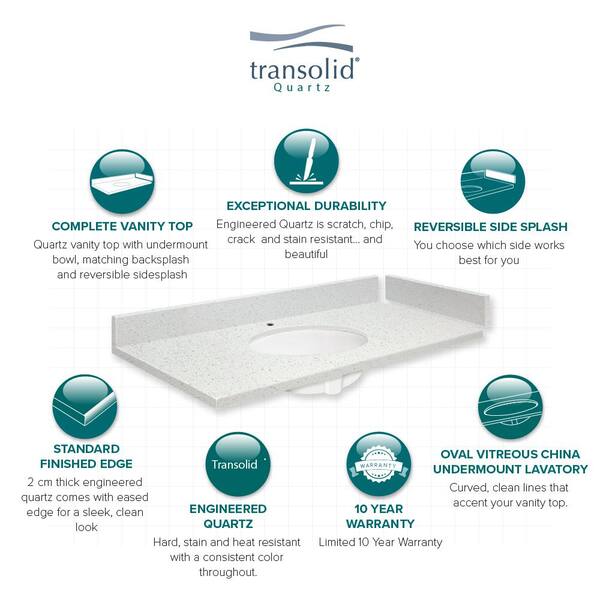 Transolid Silestone 43.5 in. W x 22.25 in. D Quartz White Rectangular  Single Sink Vanity Top in Statuario VT43.5x22-1KU-STA-4 - The Home Depot