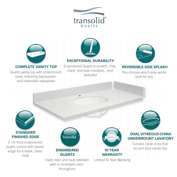 Reviews for Transolid 43.5 in. W x 22.25 in. D Quartz Vanity Top