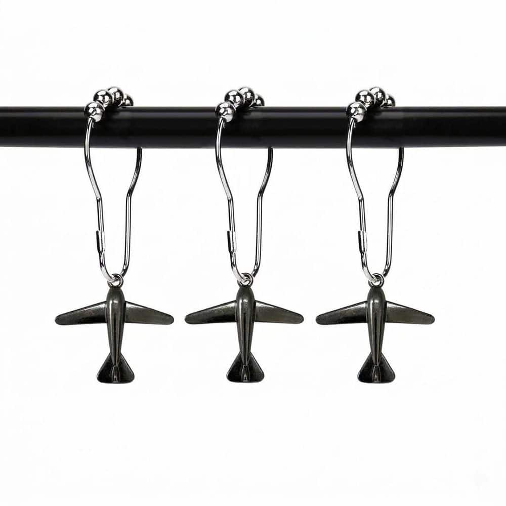 12-Pack Aircraft-Design Stainless Steel Shower Curtain Hooks, Rustproof Chrome-Plated Rings for Bathroom price history on PriceWatchPro
