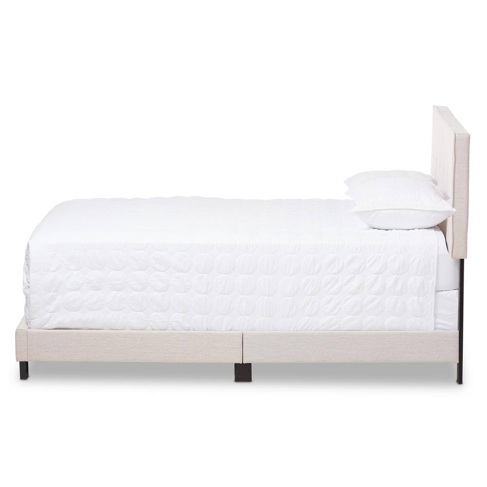 Hampton Light Beige King Size Upholstered Bed with Tufted Headboard