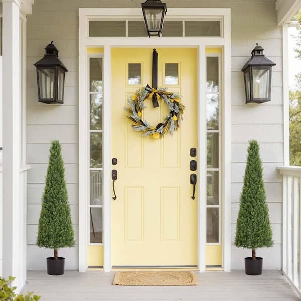 Unbranded 4 ft. Artificial Cedar Topiary Trees for Outdoors Potted Fake Cypress Tree Faux Evergreen Plants for Home Porch Decor