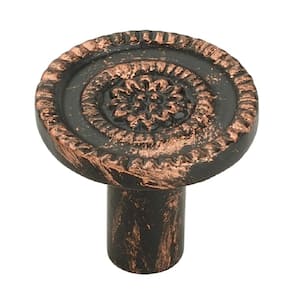 Floral 1-4/9 in. (37 mm) Distressed Copper Patina Cabinet Knob