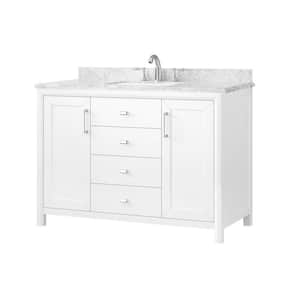 Rockleigh 48 in. W x 22 in. D x 34 in. H Single Sink Bath Vanity in White with Carrara Marble Top