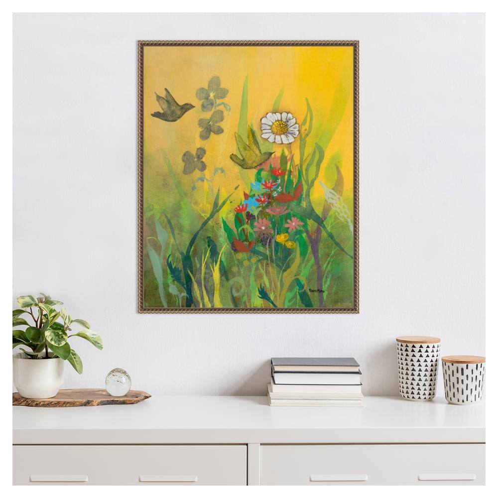 Waking Up with Sunshine Scenic Landscape Canvas Print with Bronze Frame