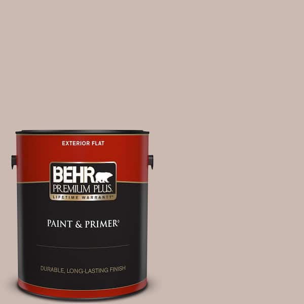 BEHR PREMIUM PLUS 1 gal. #N170-3 Gray Ashlar Flat Exterior Paint & Primer