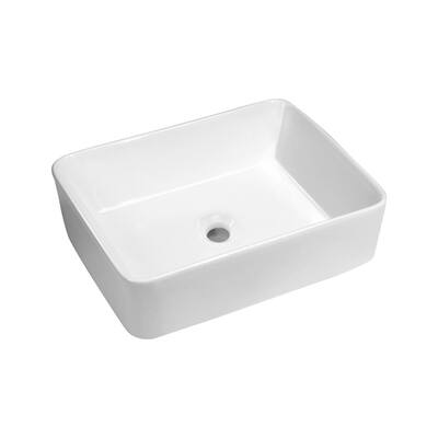 18-3/4 in. x 14-1/2 in. Rectangular Bathroom Ceramic Vessel Sink in White