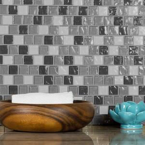 Geo Whistler Gray Square Mosaic 1 in. x 1 in. Textured Glass Wall and Pool Tile (0.84 Sq. ft./Sheet)