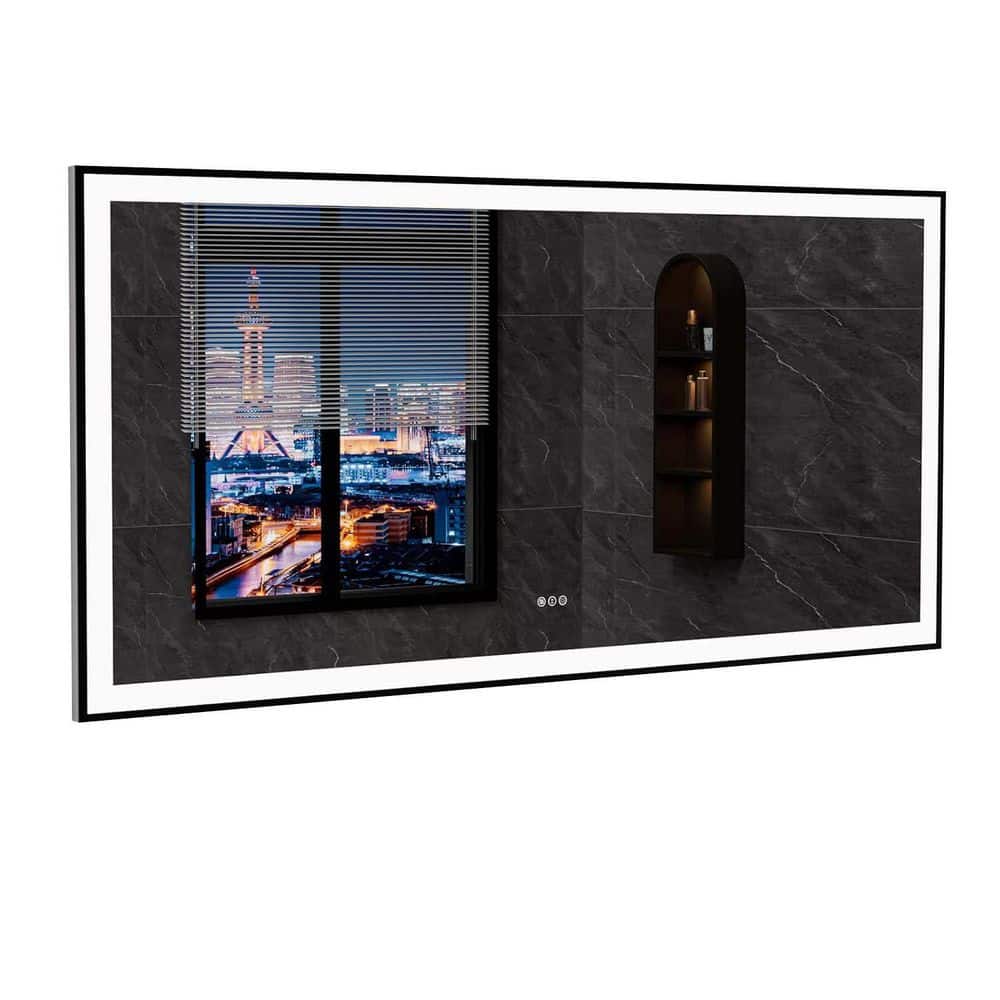 INSTER MOC 84 in. W x 32 in. H Bath Mirrors Rectangular Framed LED ...