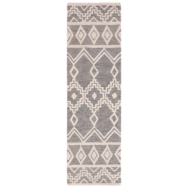 SAFAVIEH Abstract Gray/Ivory 2 ft. x 8 ft. Chevron Tribal Runner Rug