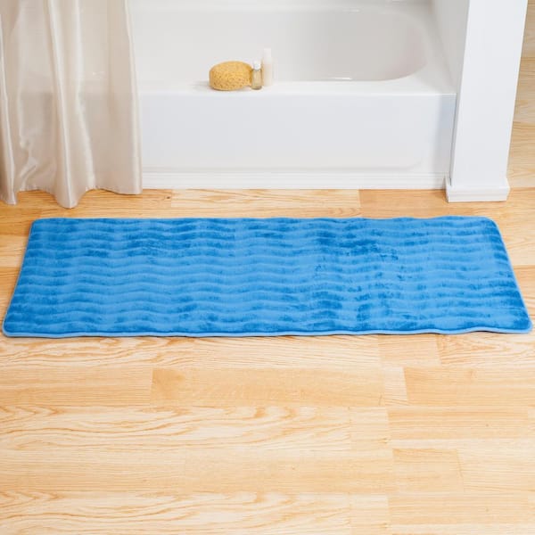 Lavish Home Memory Foam Striped Extra Long Bath Mat - Taupe