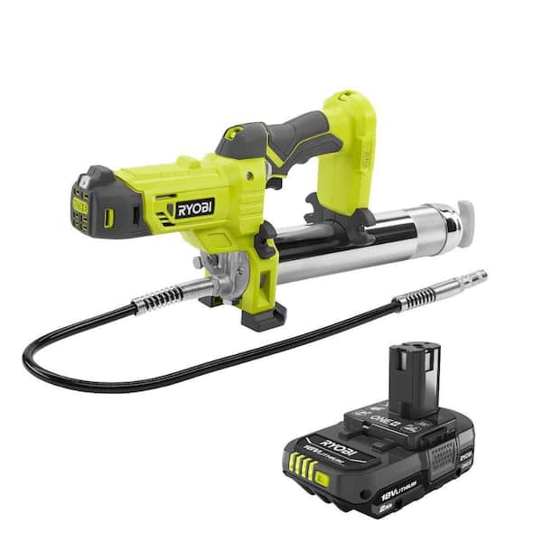 RYOBI ONE+ 18V Cordless Grease Gun with ONE+ 18V 2.0 Ah Lithium-Ion Battery