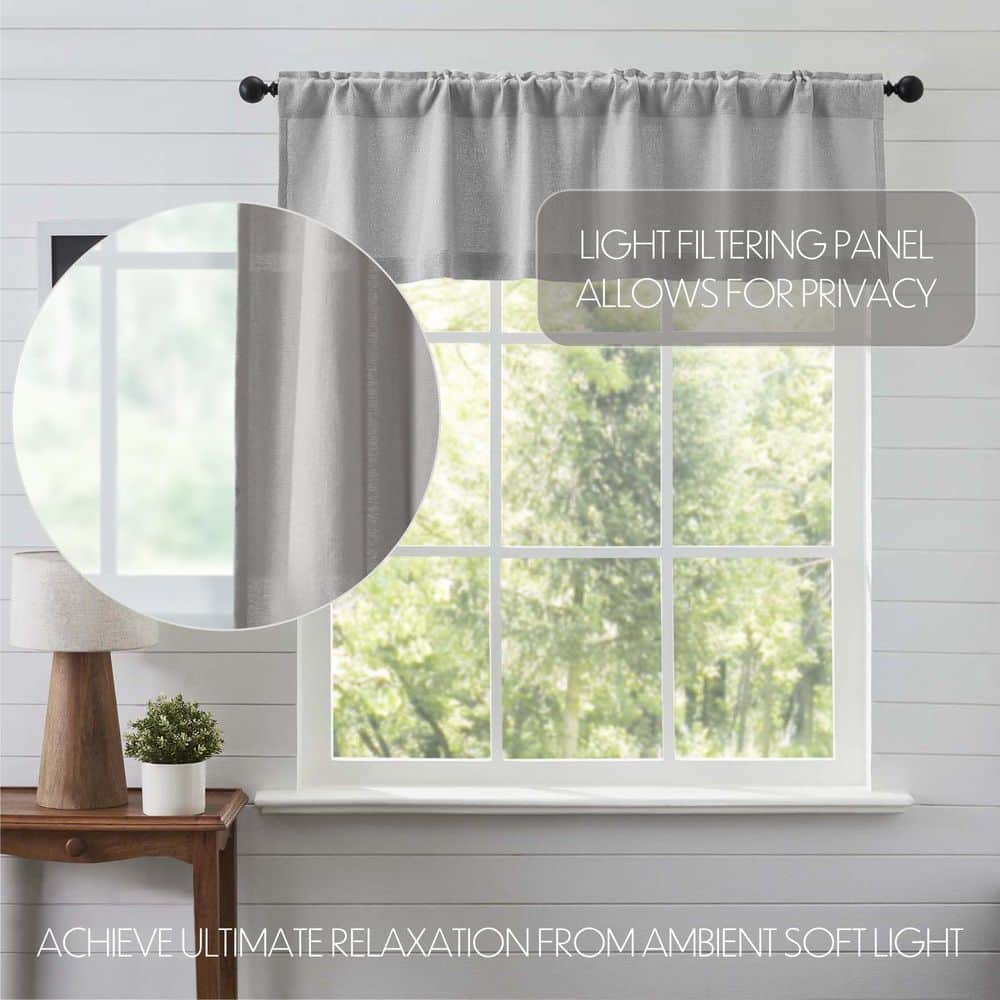 Dove Grey Burlap Rod Pocket Valance 16x60