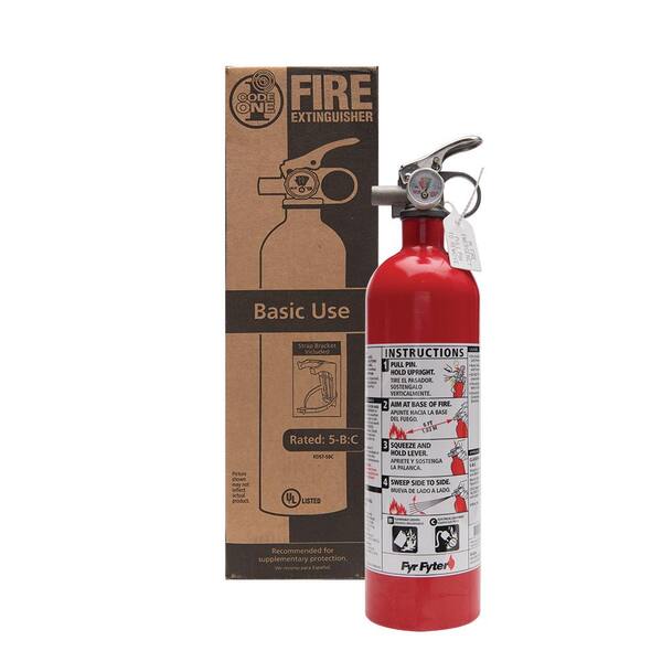 Kidde Code One Fire Extinguisher With Mount Bracket Strap 5 B C Dry Chemical One Time Use 21028347 The Home Depot