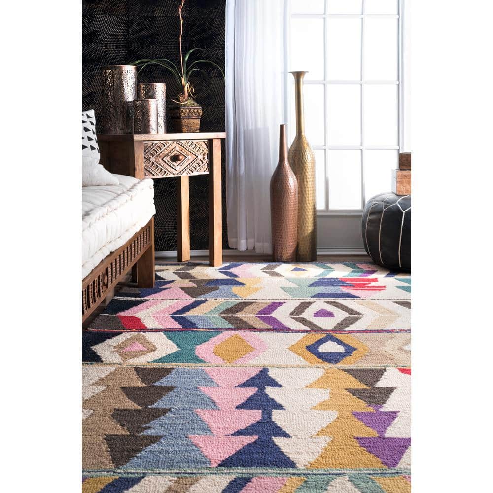 Handmade Multicolor Wool Geometric Tufted Accent Rug, 3' x 5'