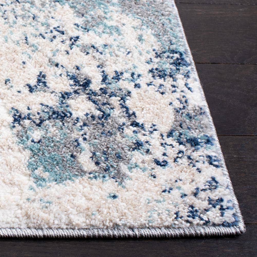 Blue Abstract Stain-Resistant Synthetic Area Rug 24" x 8"