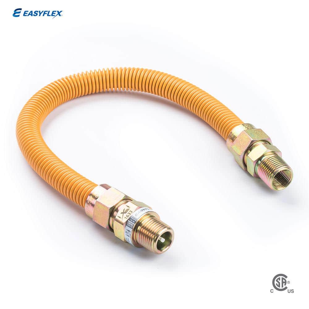 Yellow Coated Steel 1/2 ID 5/8 OD Flextron FTGC-YC12-36 Gas Line Connector 34 with Nut Fittings