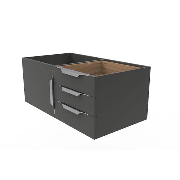 castellousa Alpine 35 in. W x 18.75 in. D x 14.25 in. H Bath Vanity Cabinet without Top in Matte Black with Chrome Trim